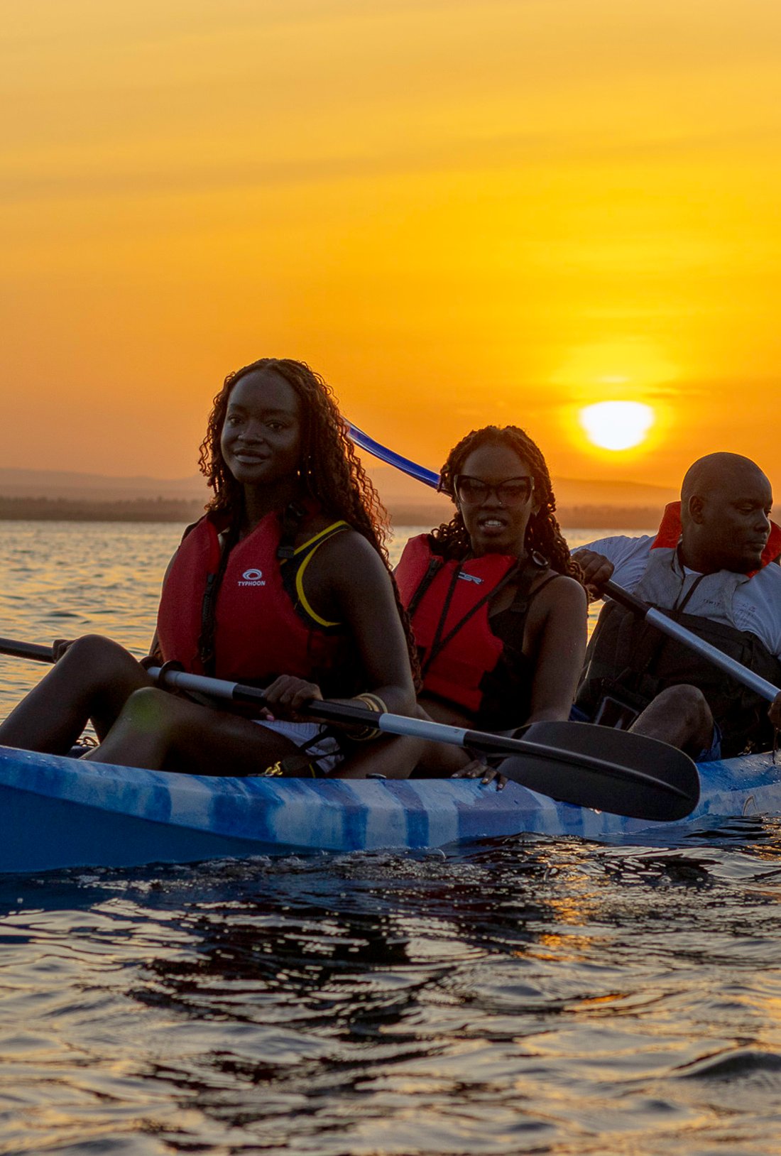 A kayak in the creek at sunset